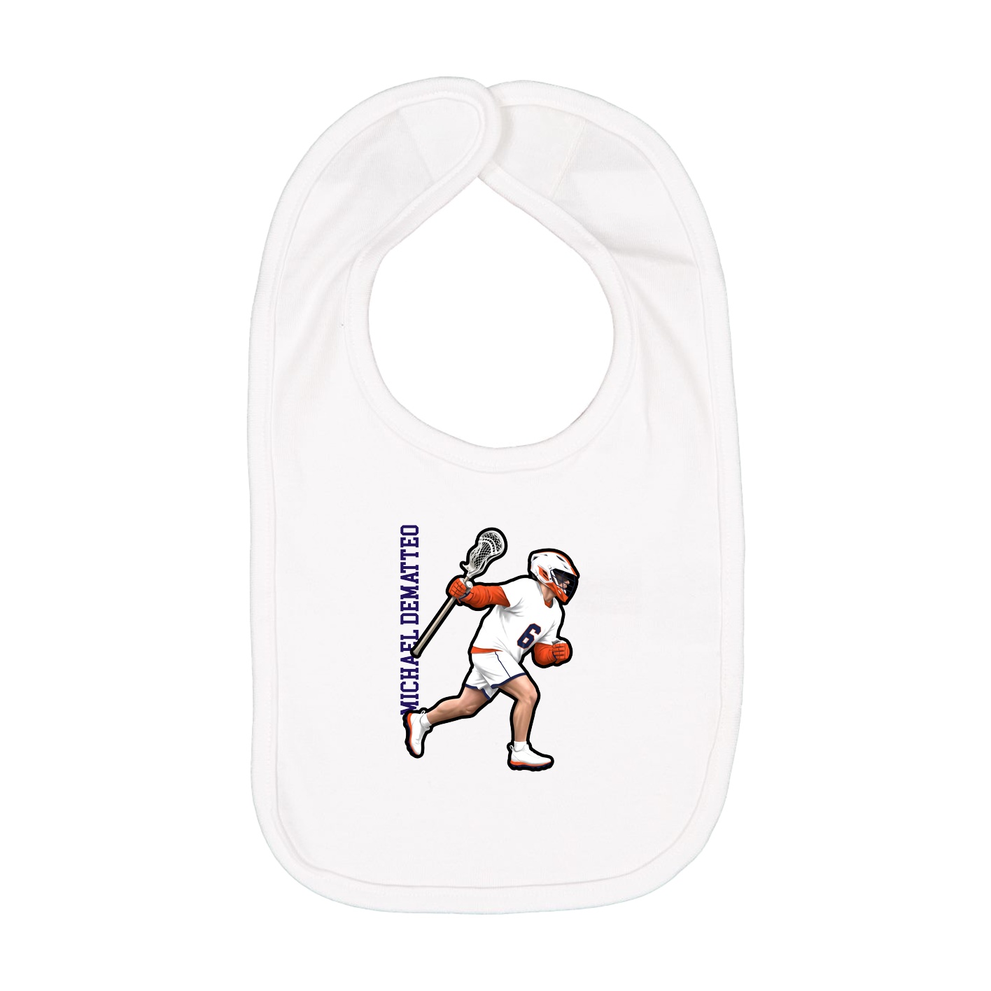 Infant Bib — Name Vertical in White