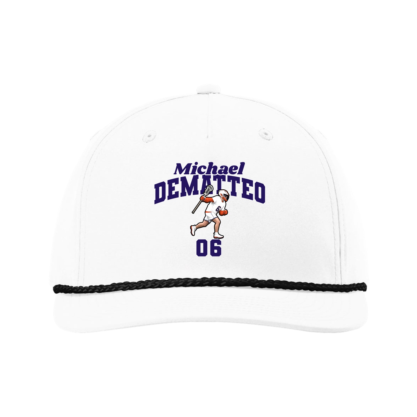 Five-Panel Classic Rope Cap — Signature Arch in White