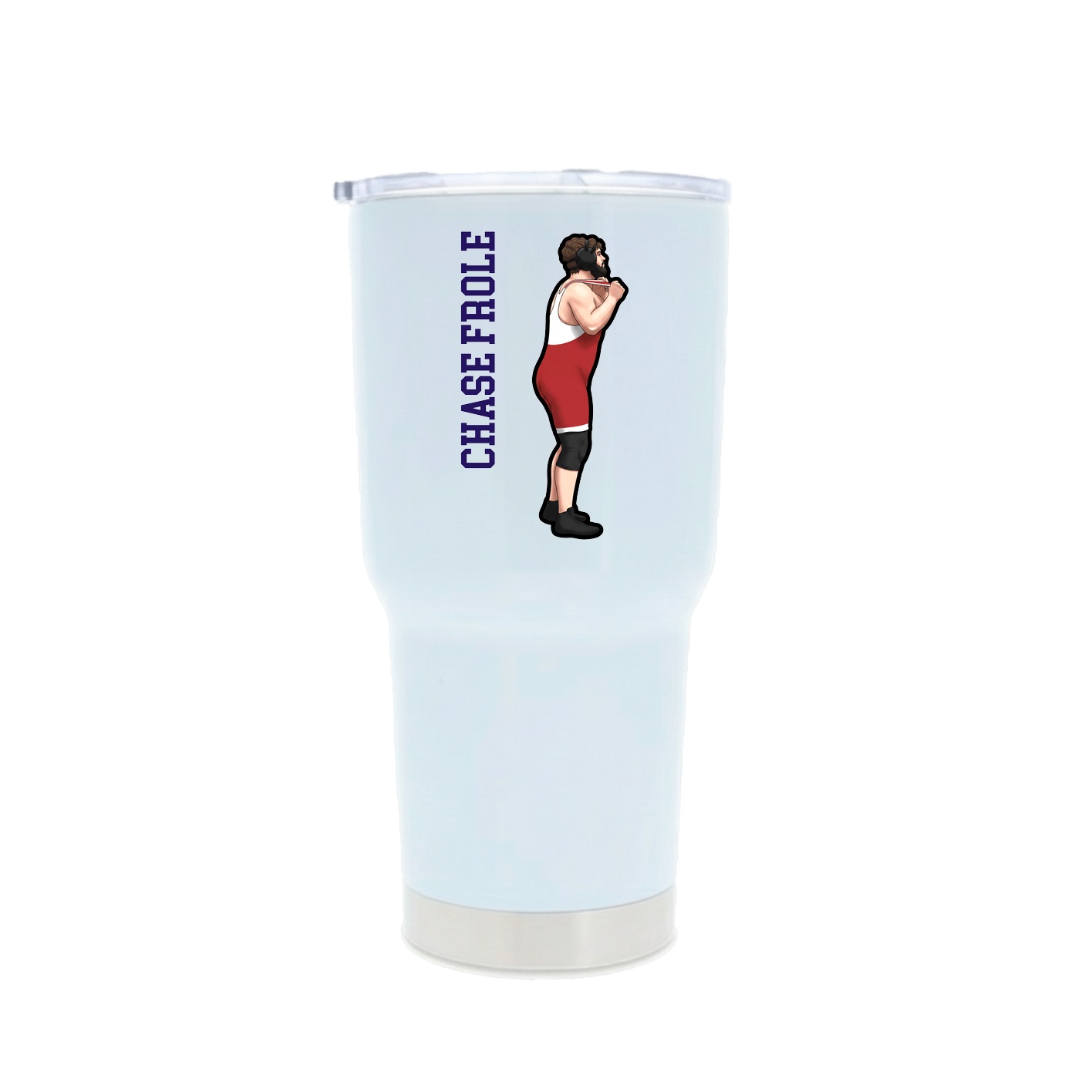 30oz Stainless Steel Tumbler — Name Vertical in White