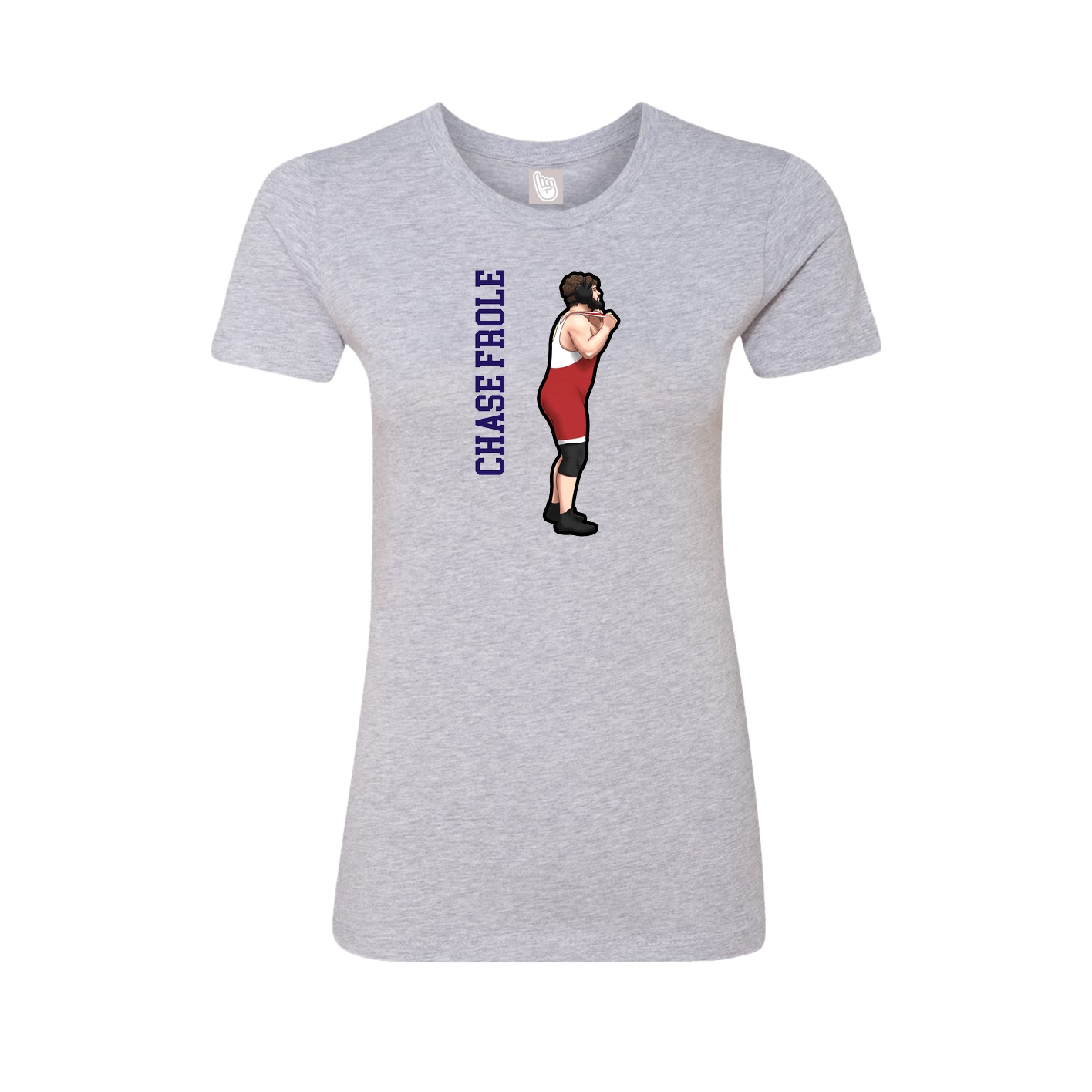 Fitted Women's Tee — Name Vertical in Grey