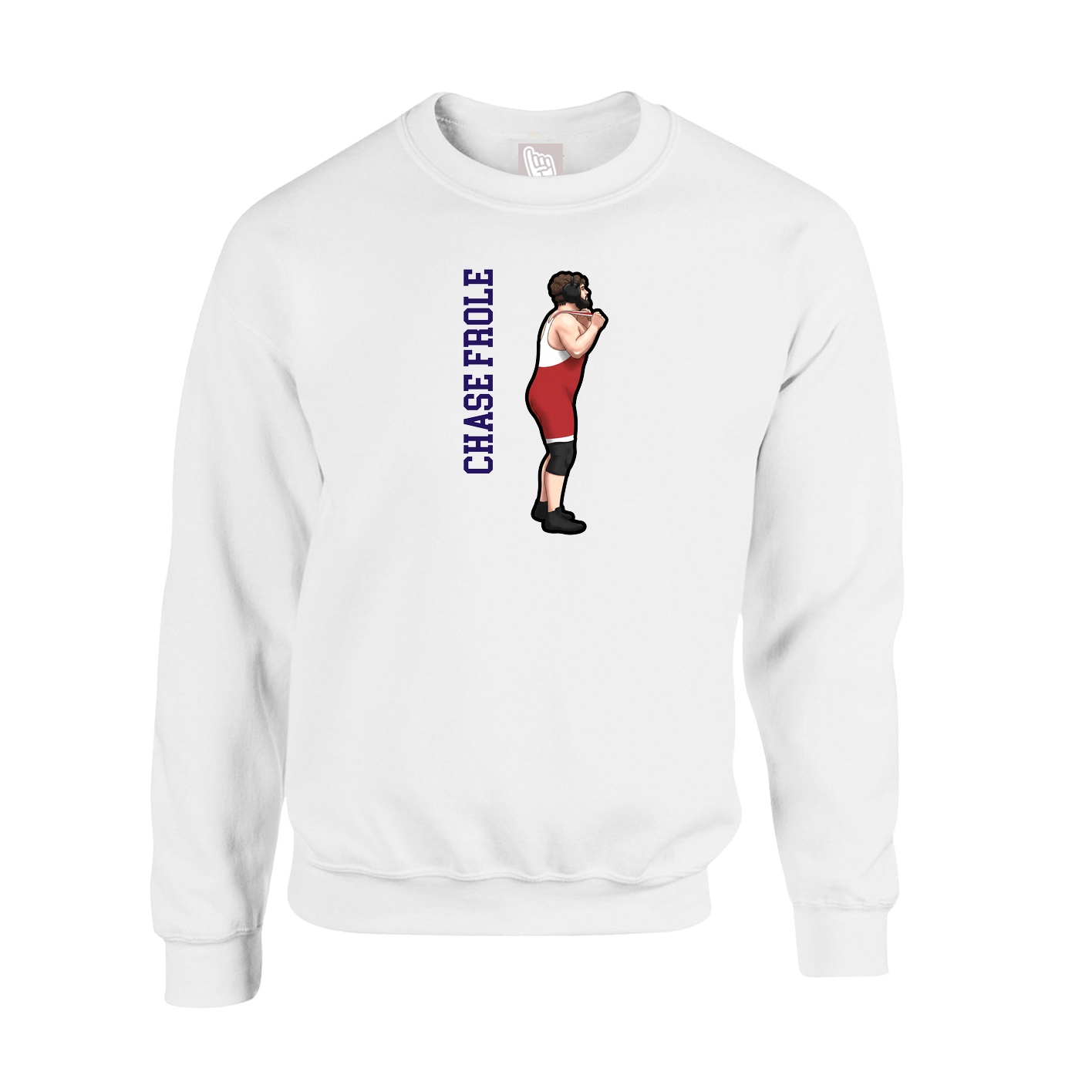 Fleece Crew — Name Vertical in White