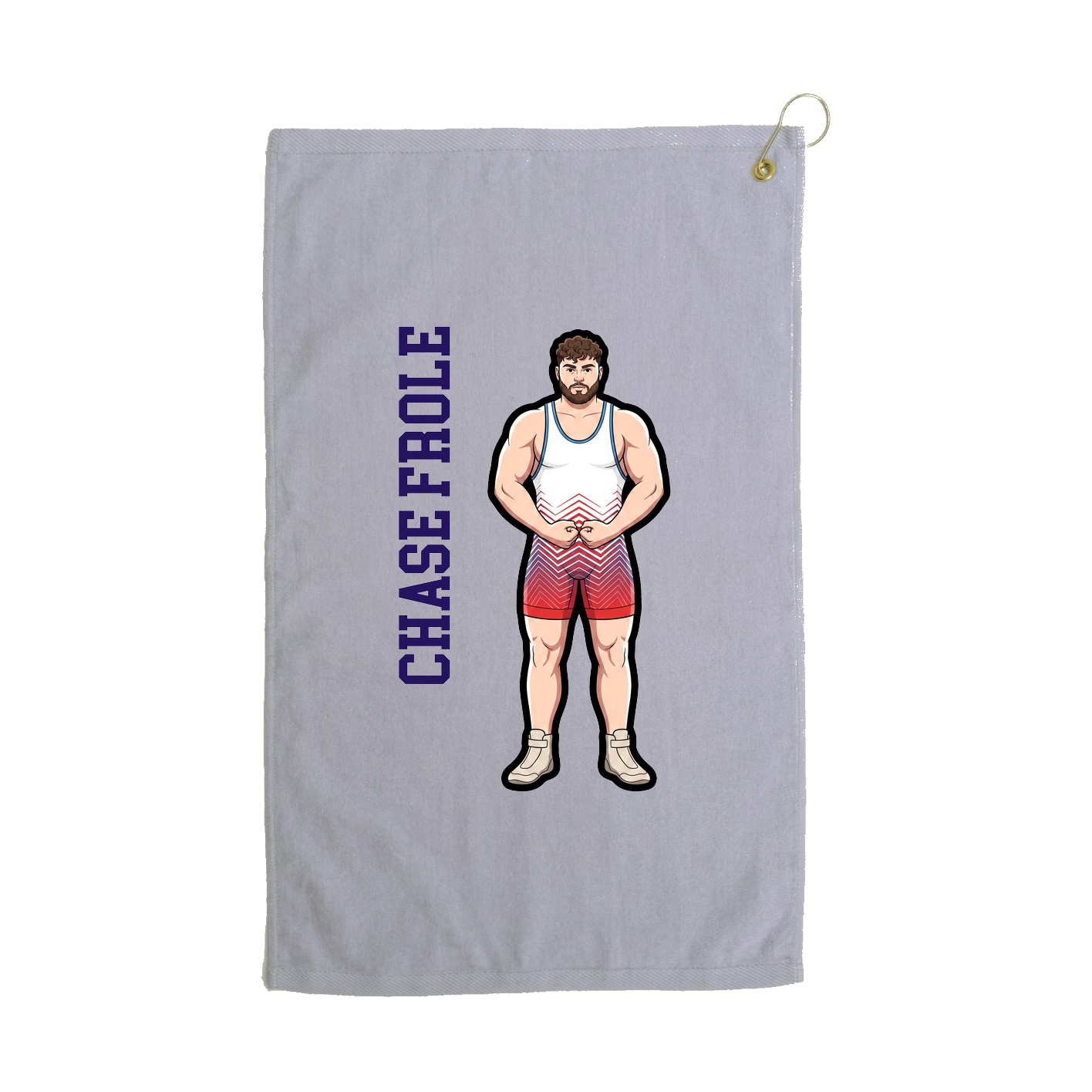 Golf Towel — Name Vertical in Grey