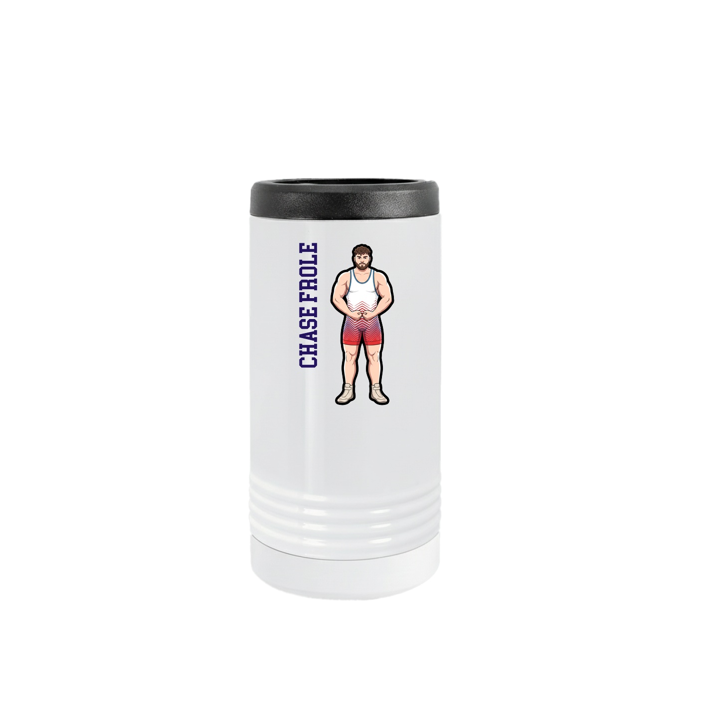 Slim Beverage Holder — Name Vertical in White