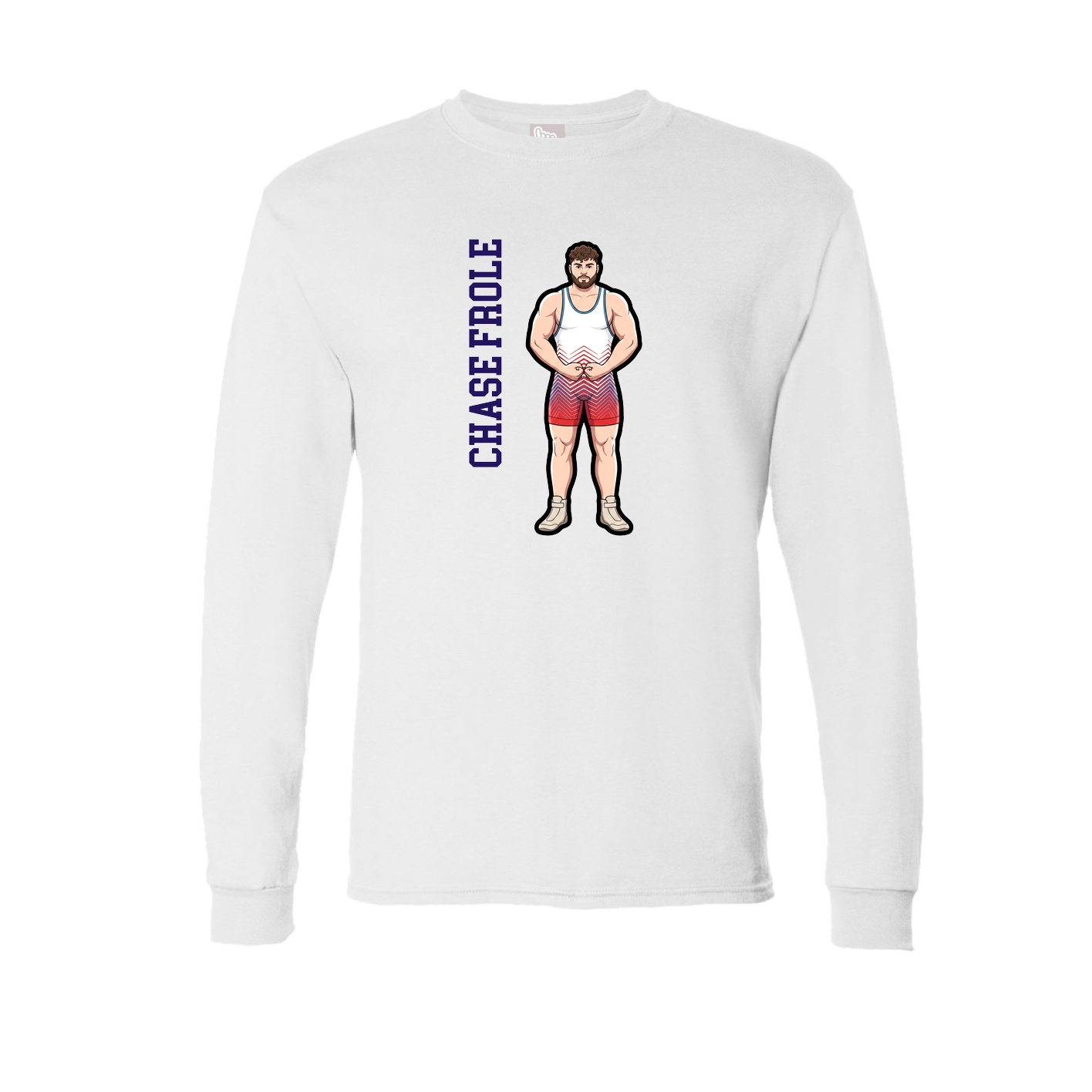 Long Sleeve Tee — Name Vertical in White