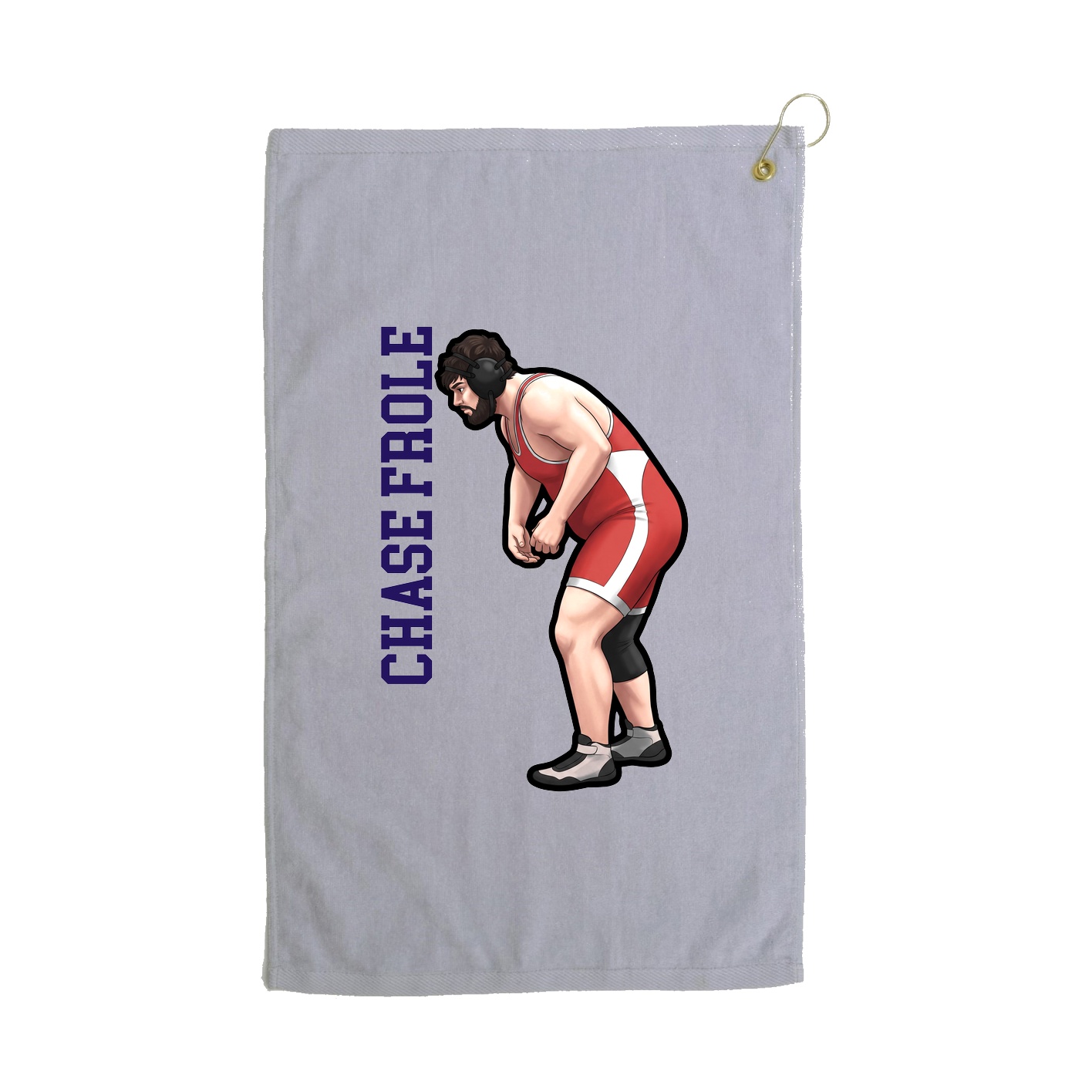 Golf Towel — Name Vertical in Grey