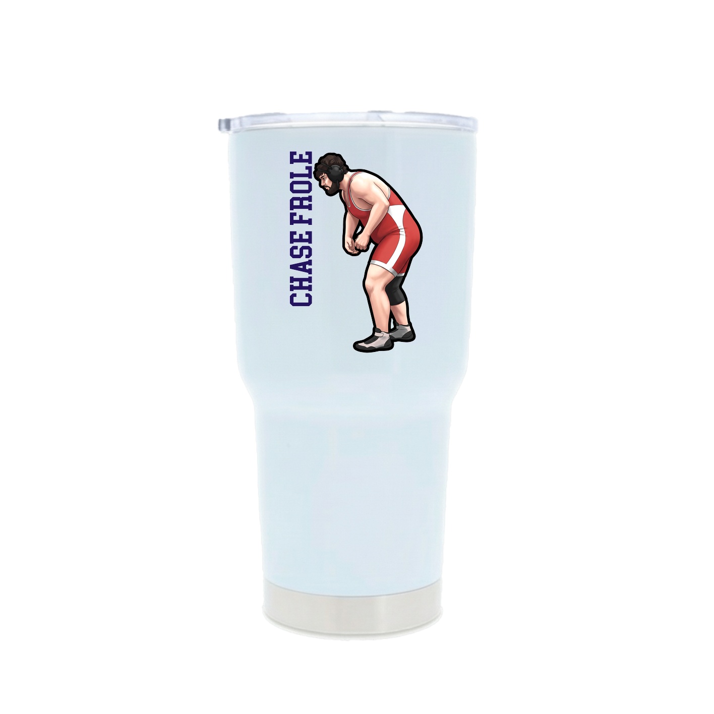 30oz Stainless Steel Tumbler — Name Vertical in White