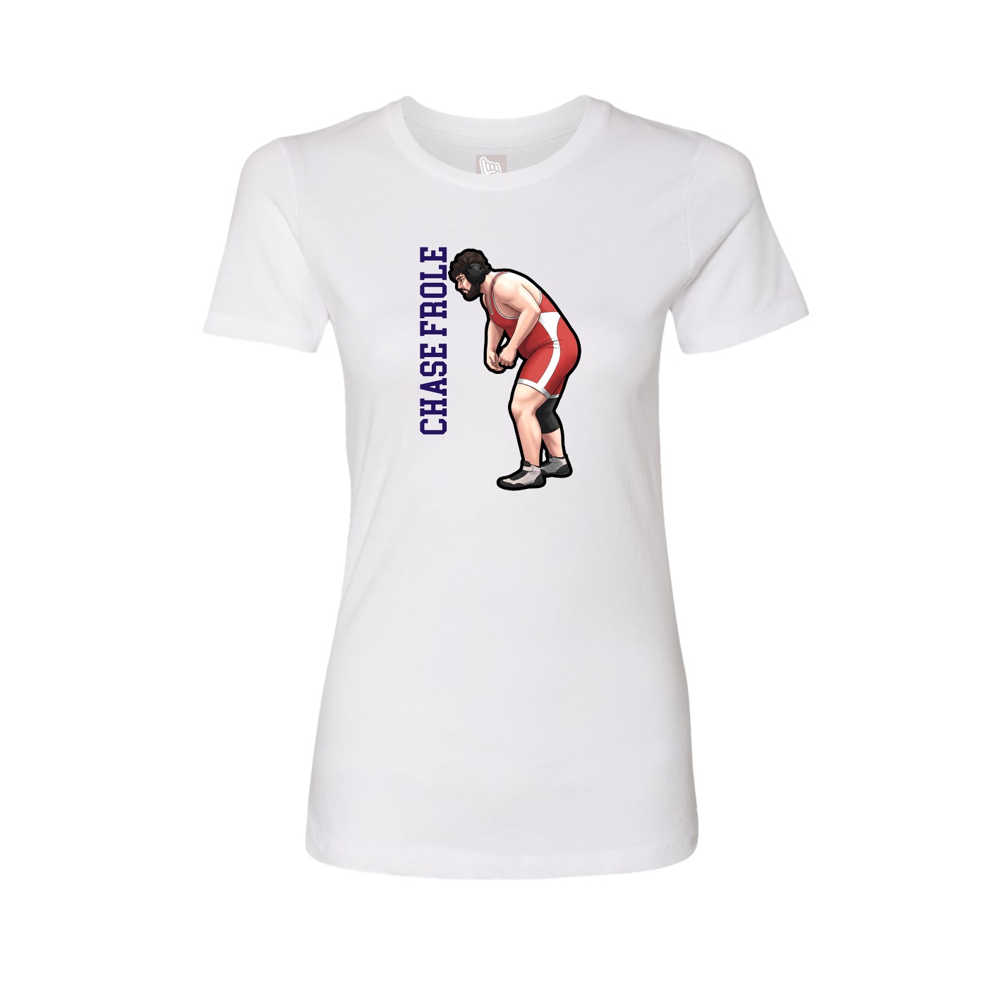 Fitted Women's Tee — Name Vertical in White