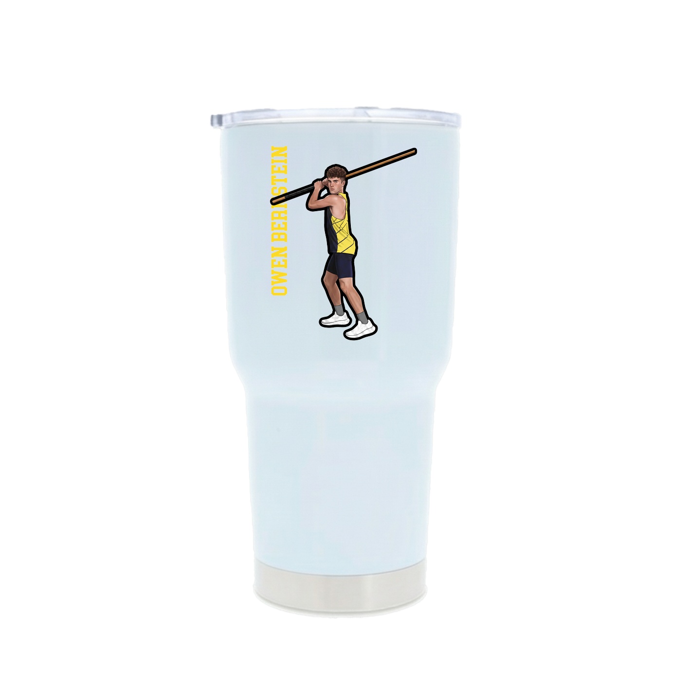 30oz Stainless Steel Tumbler — Name Vertical in White