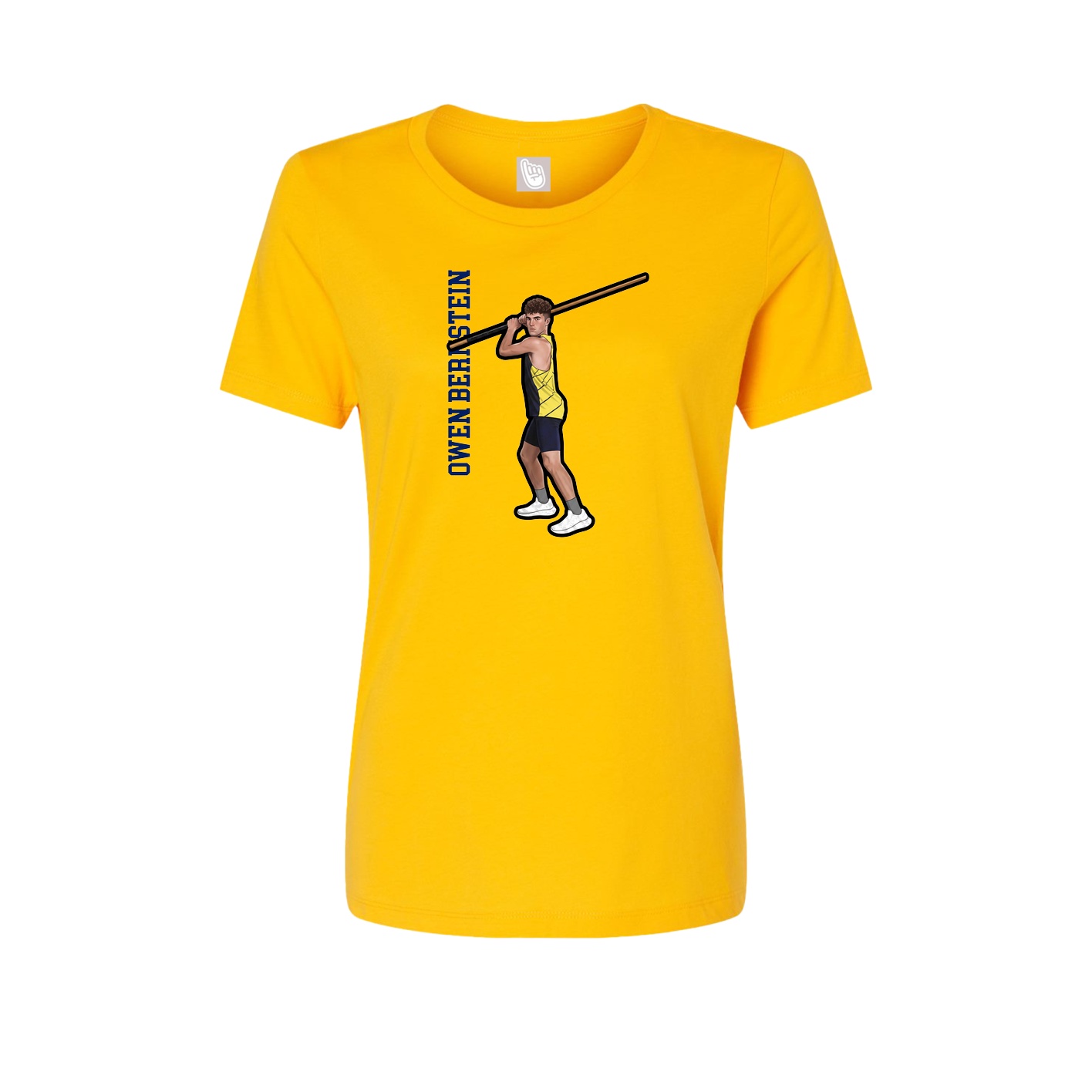 Fitted Women's Tee — Name Vertical in Gold