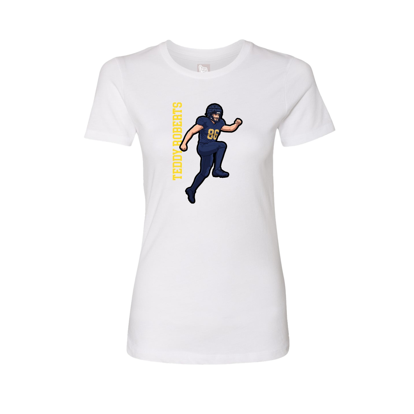 Fitted Women's Tee — Name Vertical in White