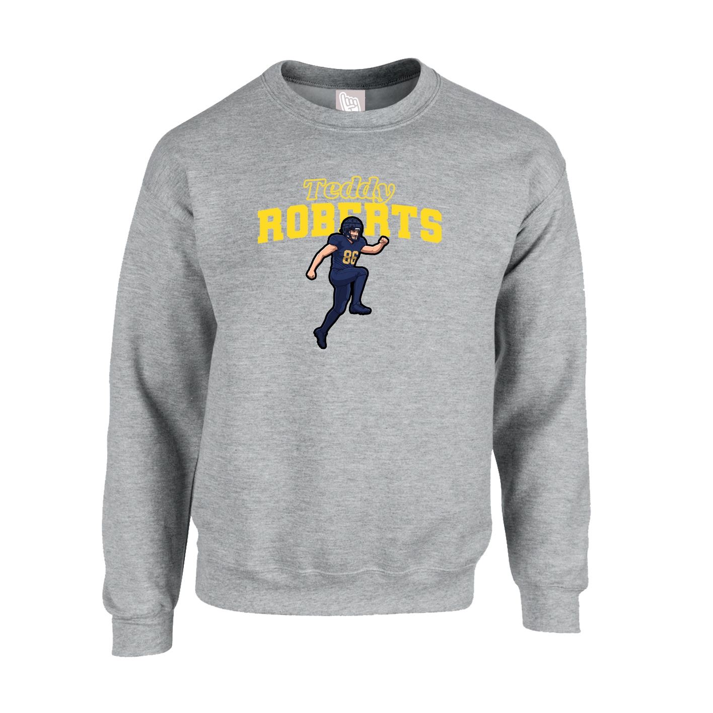 Fleece Crew — Name Arch in Grey