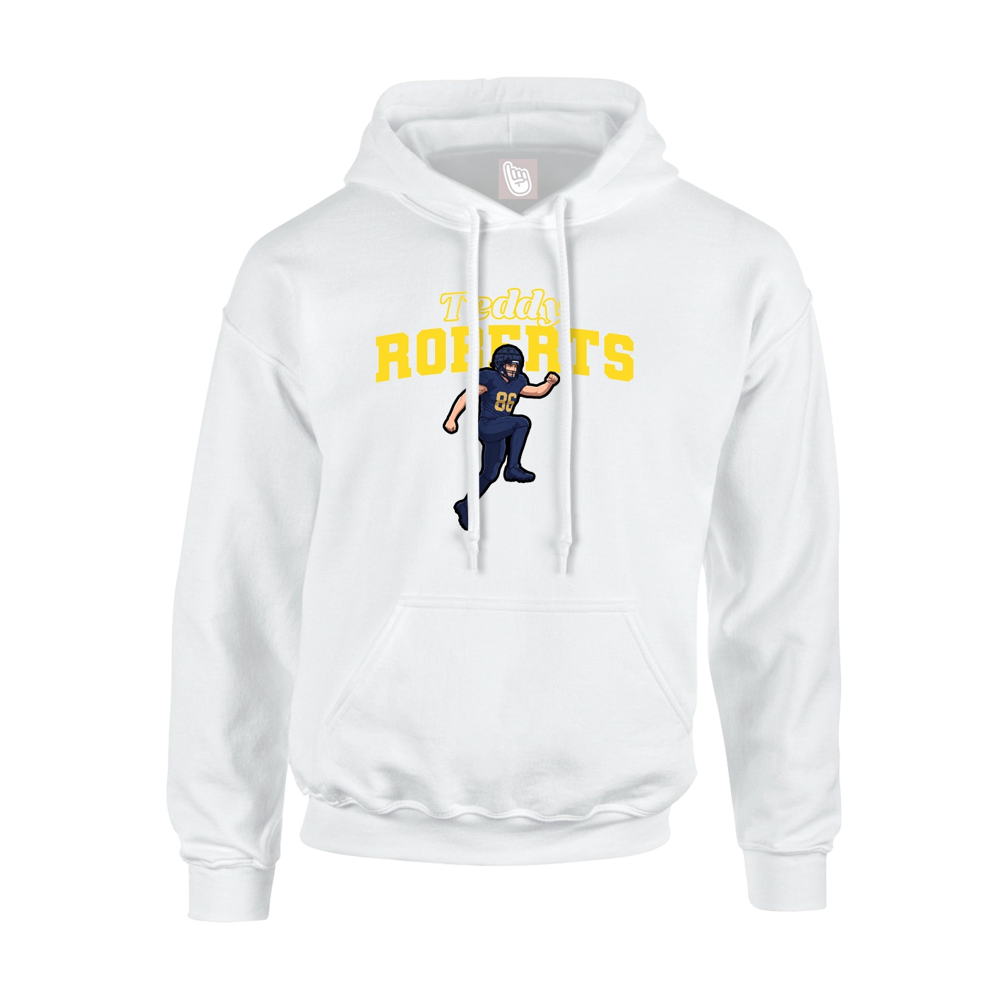 Youth Hoodie — Name Arch in White