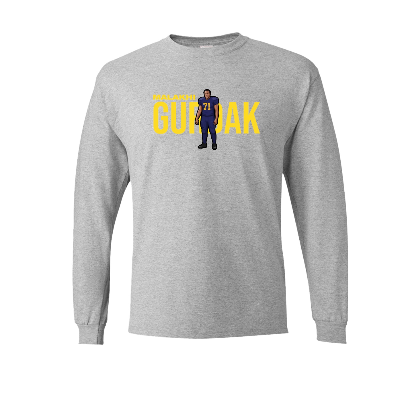 Long Sleeve Tee — Player Name in Grey