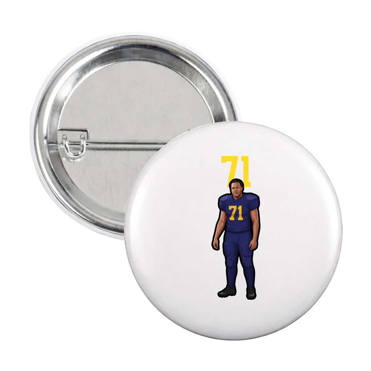 Game Day Button — Number Top in White