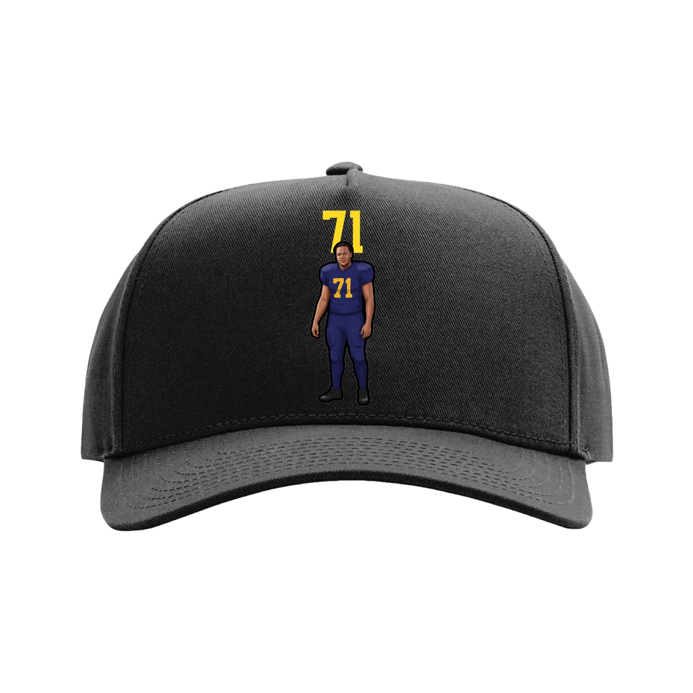 Full Fabric Five-Panel Champ Cap — Number Top in Black