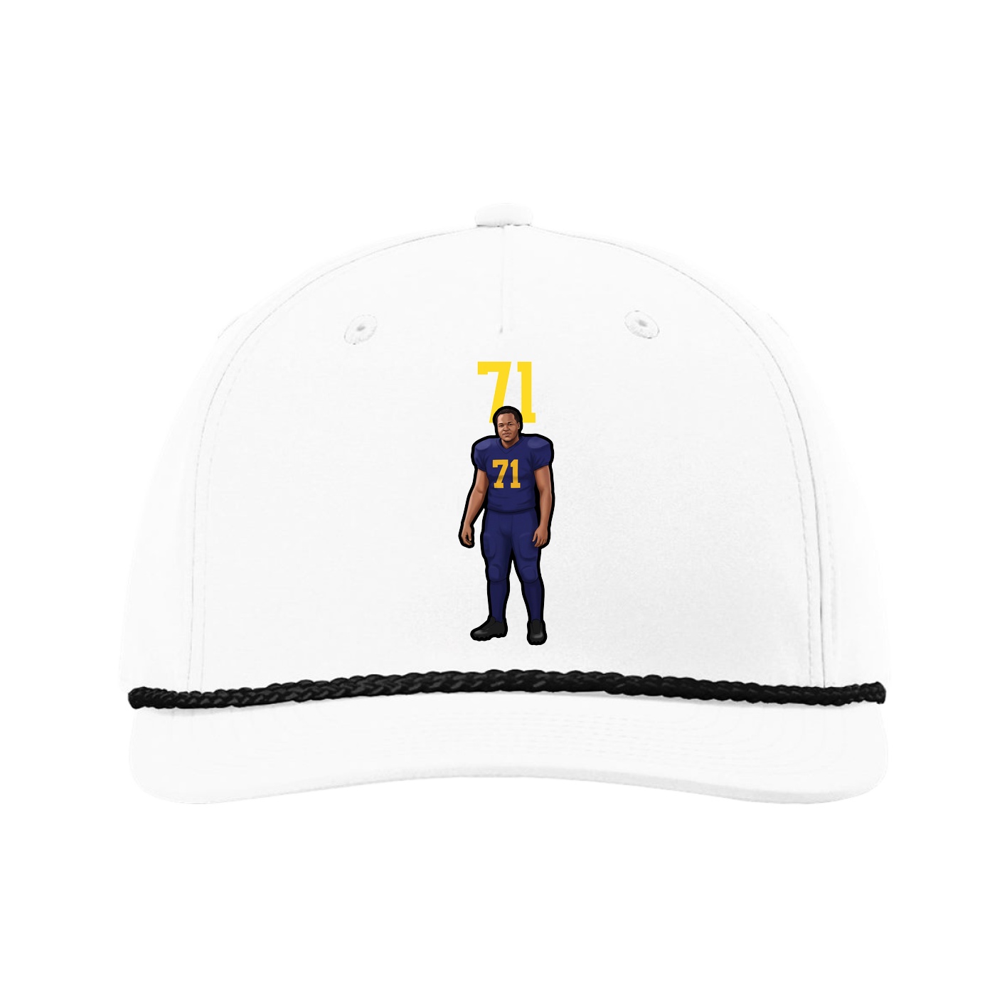 Five-Panel Classic Rope Cap — Number Top in White