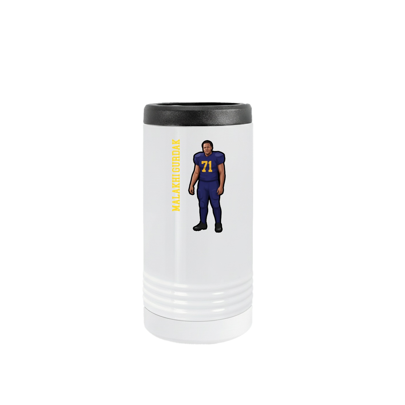 Slim Beverage Holder — Name Vertical in White