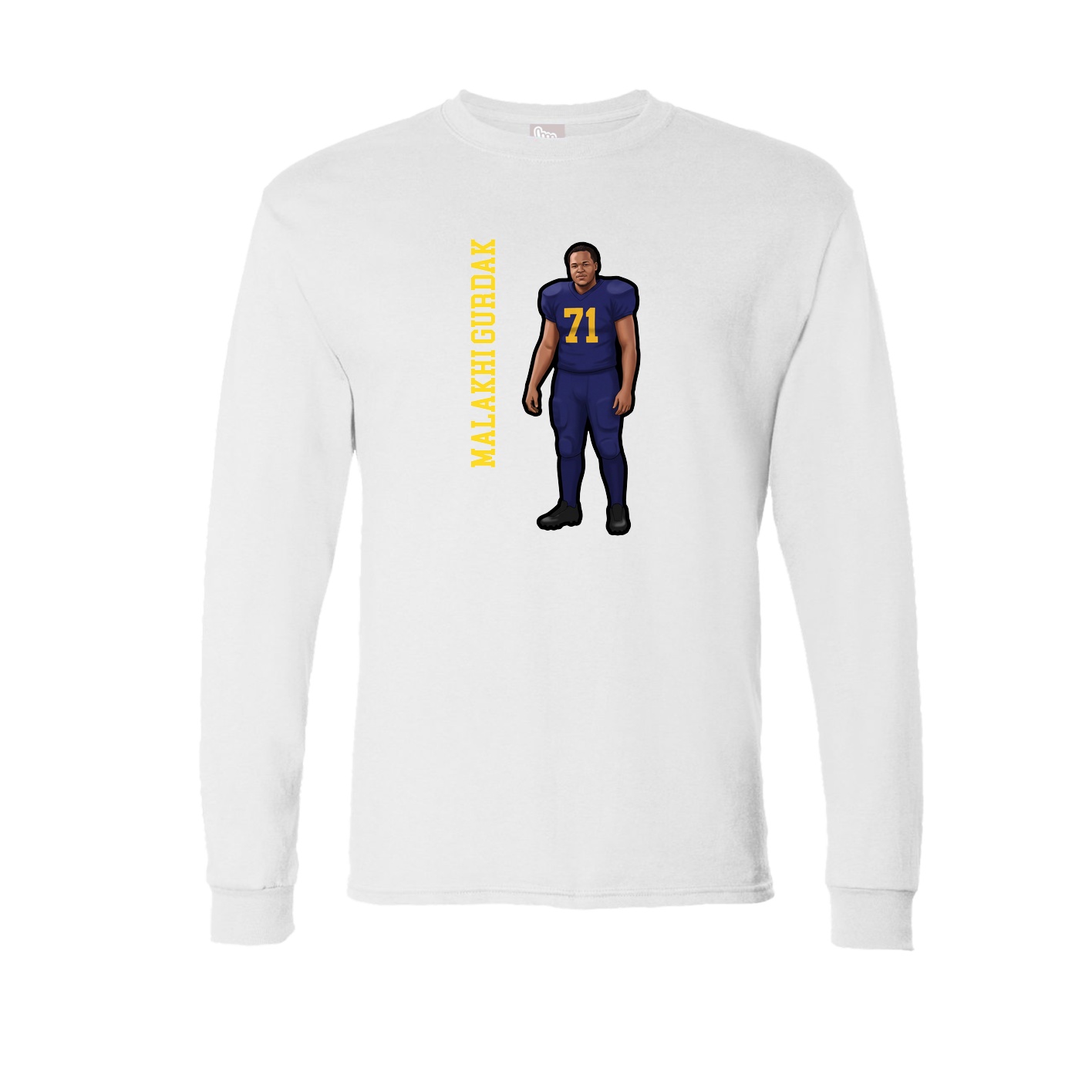 Long Sleeve Tee — Name Vertical in White