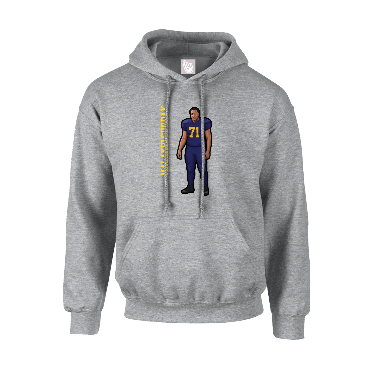 Hoodie — Name Vertical in Grey