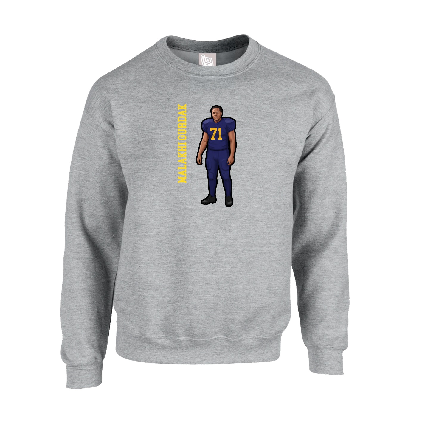 Fleece Crew — Name Vertical in Grey