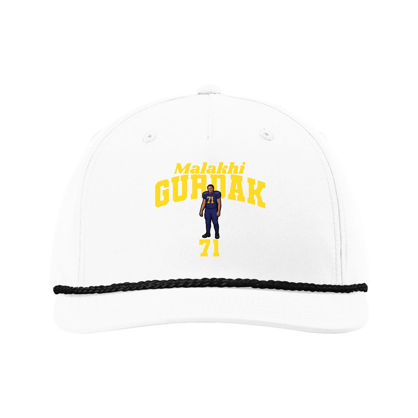 Five-Panel Classic Rope Cap — Signature Arch in White