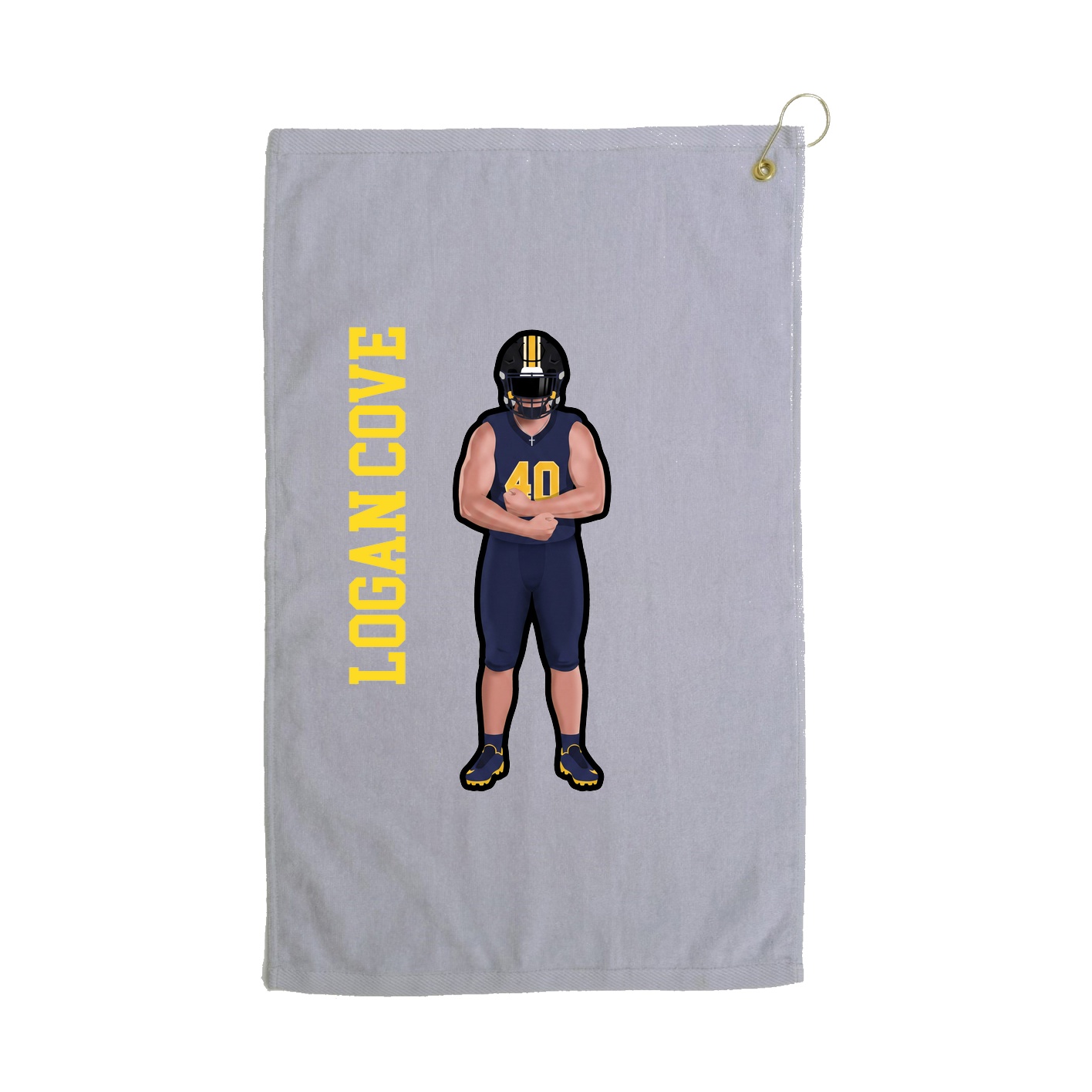 Golf Towel — Name Vertical in Grey