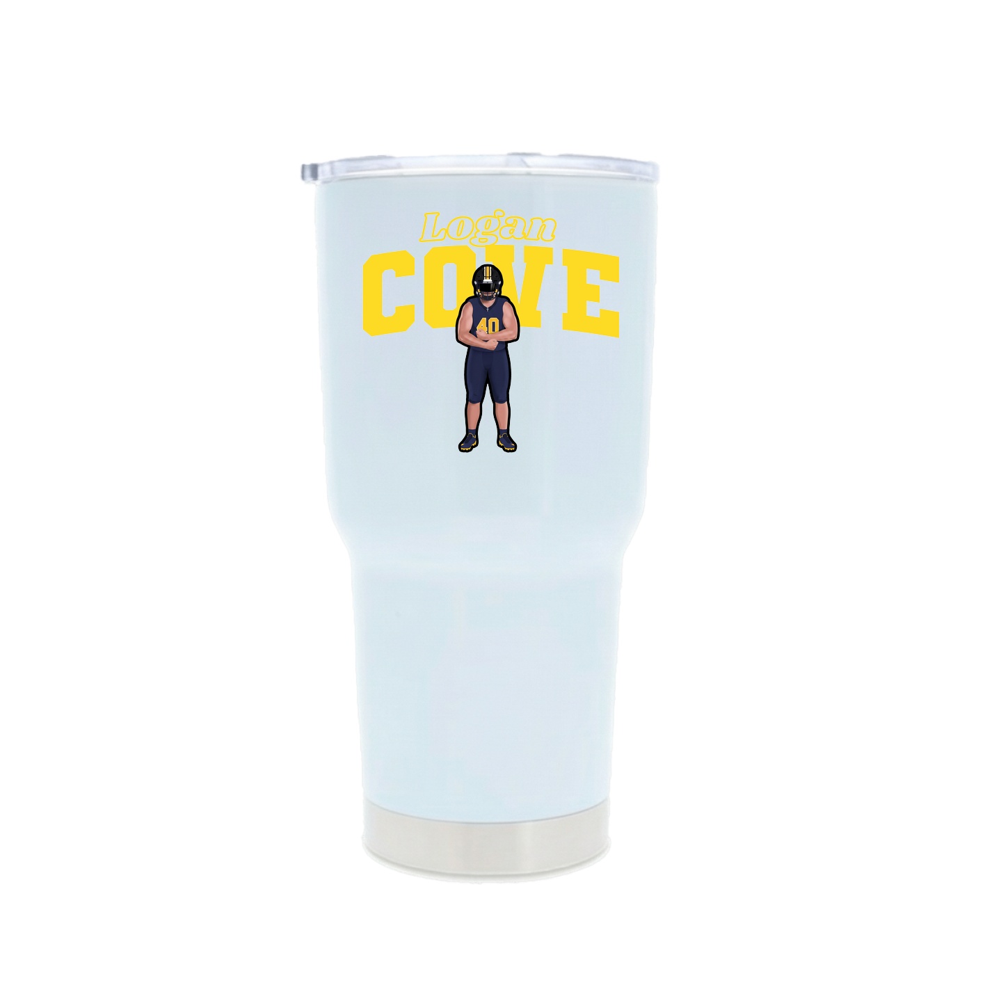 30oz Stainless Steel Tumbler — Name Arch in White
