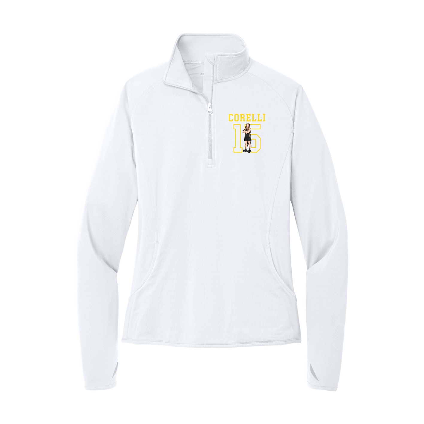 Women's Q-Zip Pullover — Shirsey in White