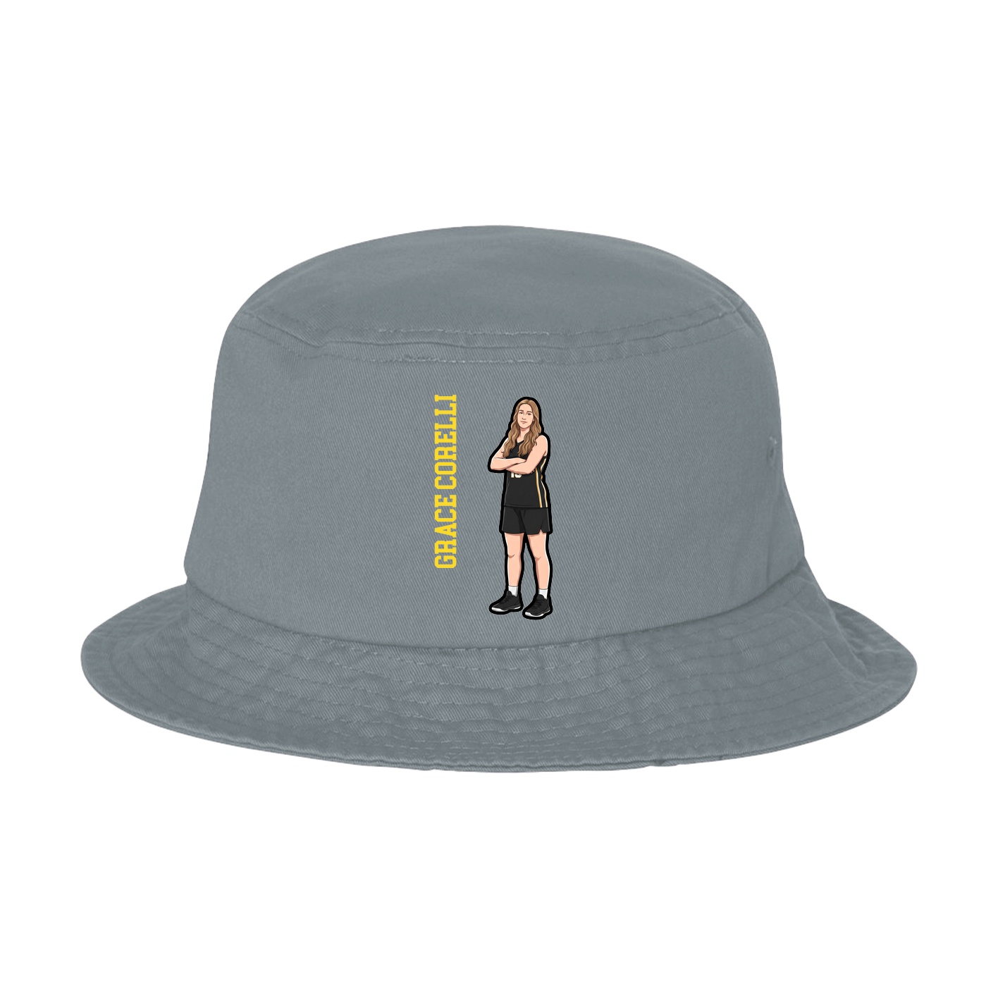 Bucket Cap — Name Vertical in Grey