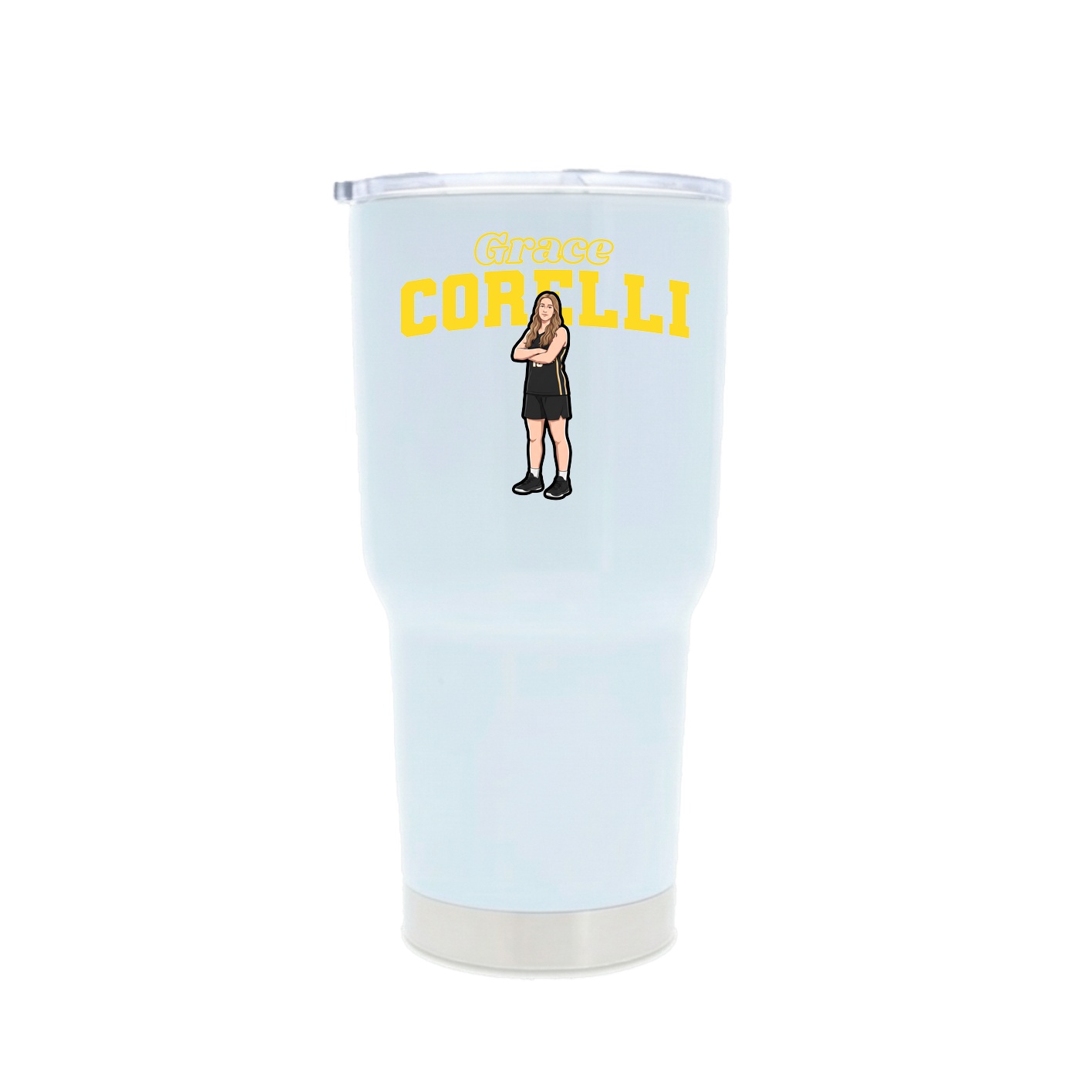 30oz Stainless Steel Tumbler — Name Arch in White