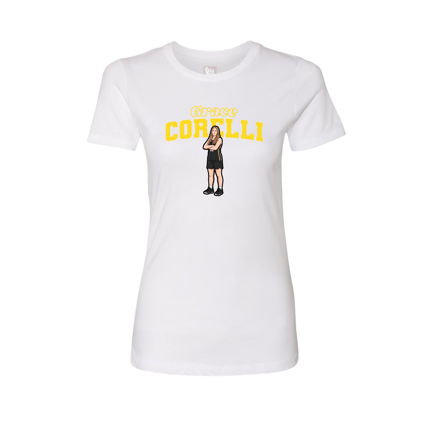 Fitted Women's Tee — Name Arch in White