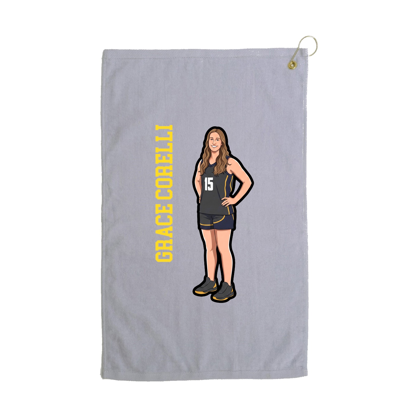 Golf Towel — Name Vertical in Grey