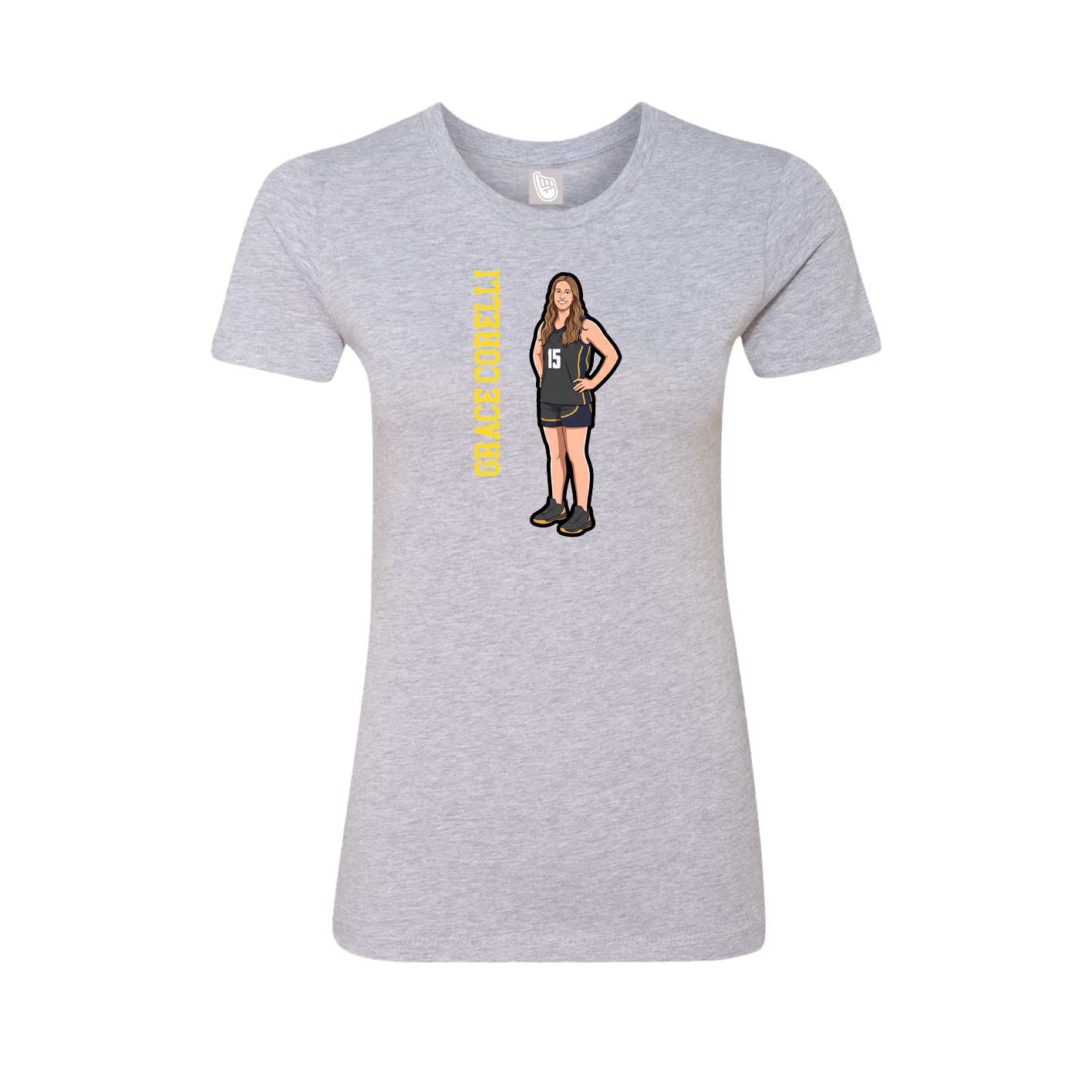 Fitted Women's Tee — Name Vertical in Grey