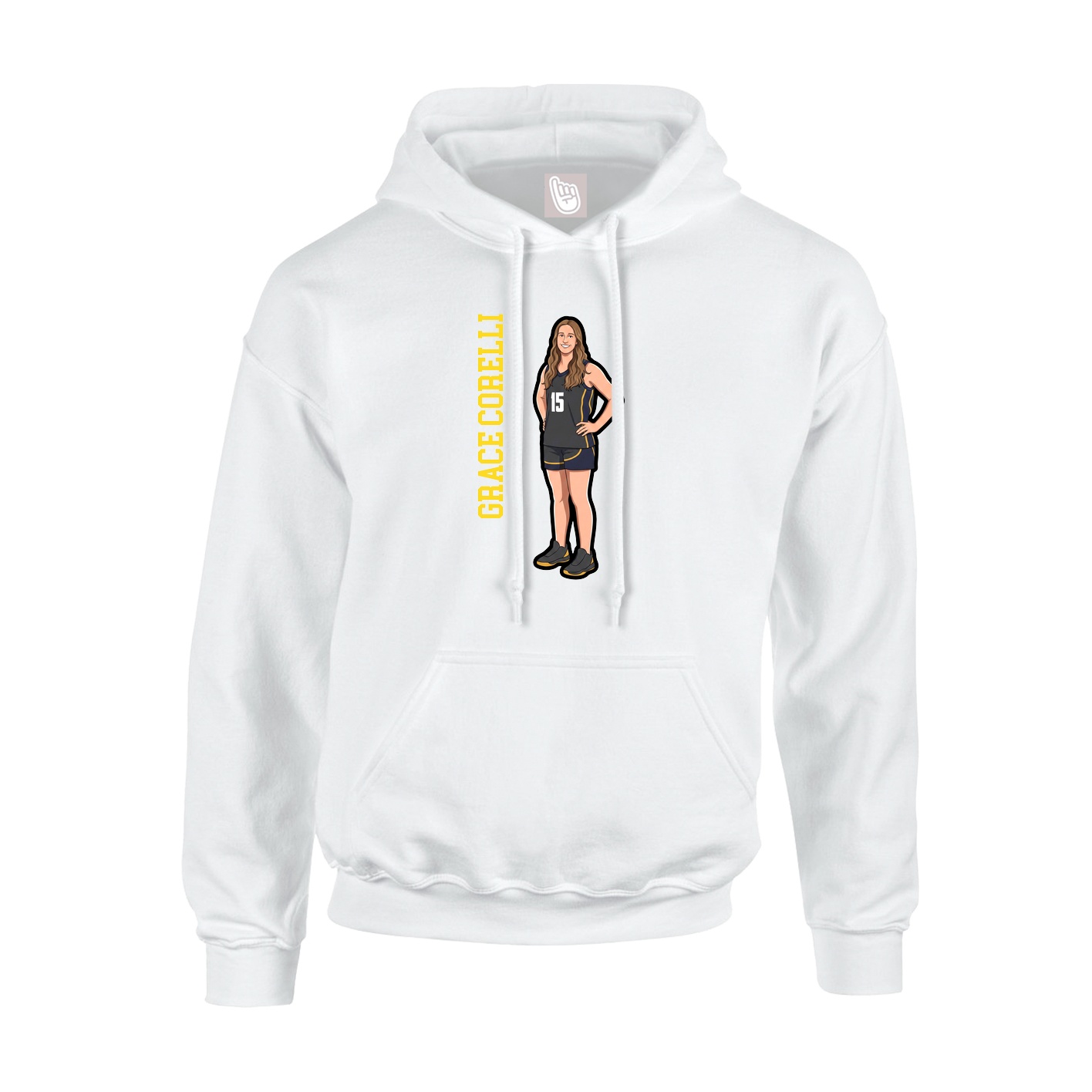 Youth Hoodie — Name Vertical in White