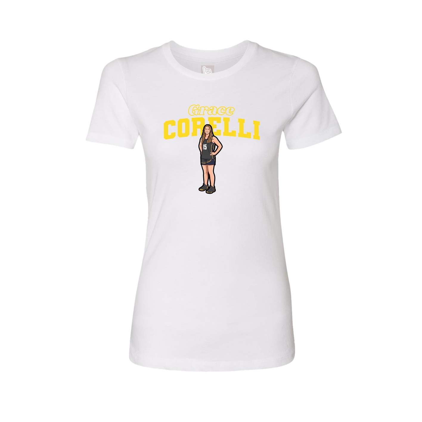 Fitted Women's Tee — Name Arch in White