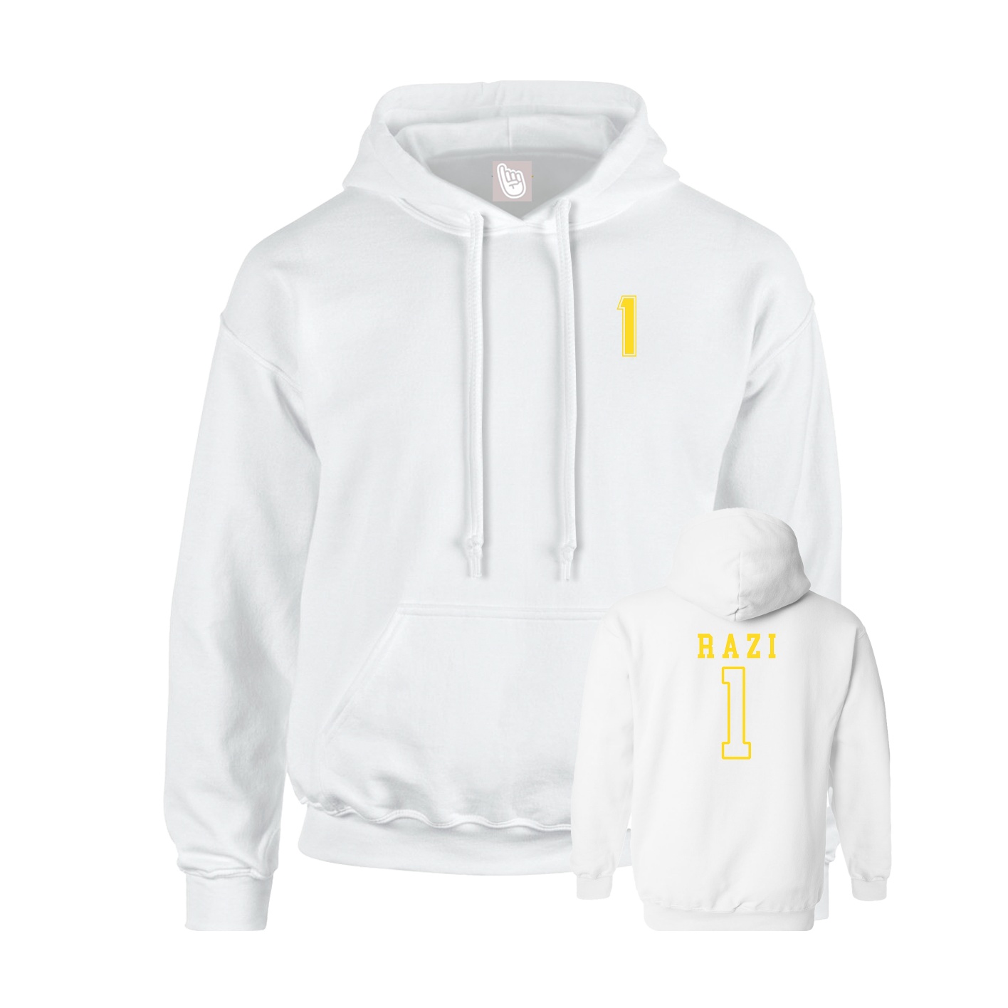 Youth Hoodie — Chest Back in White