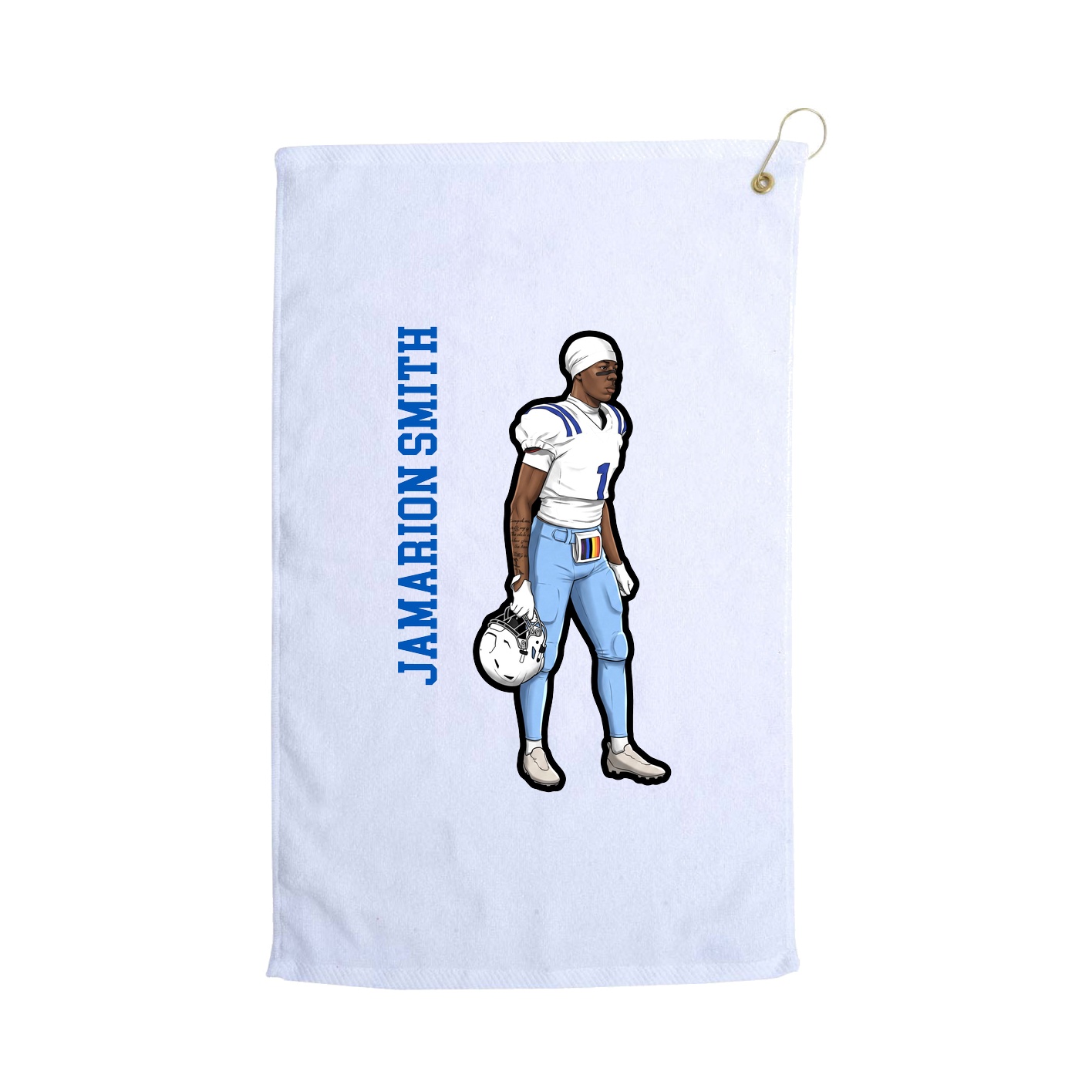 Golf Towel — Name Vertical in White