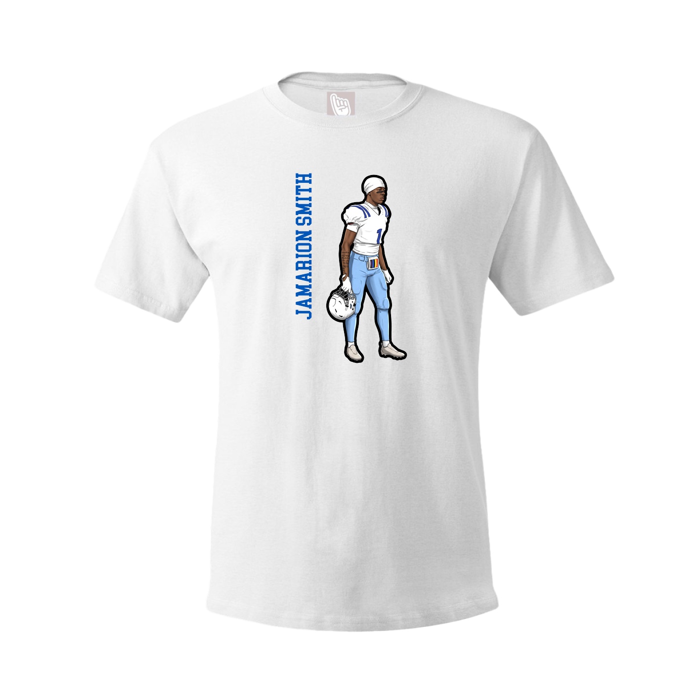 Youth Tee — Name Vertical in White
