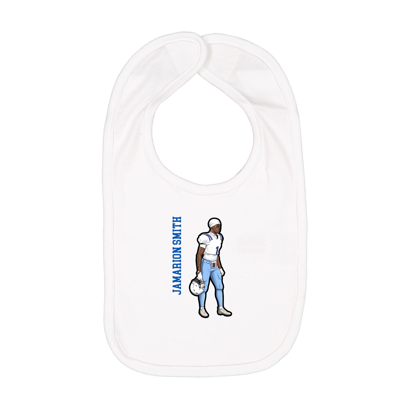 Infant Bib — Name Vertical in White