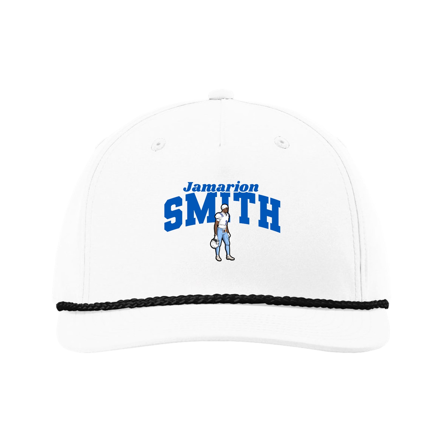 Five-Panel Classic Rope Cap — Signature Arch in White