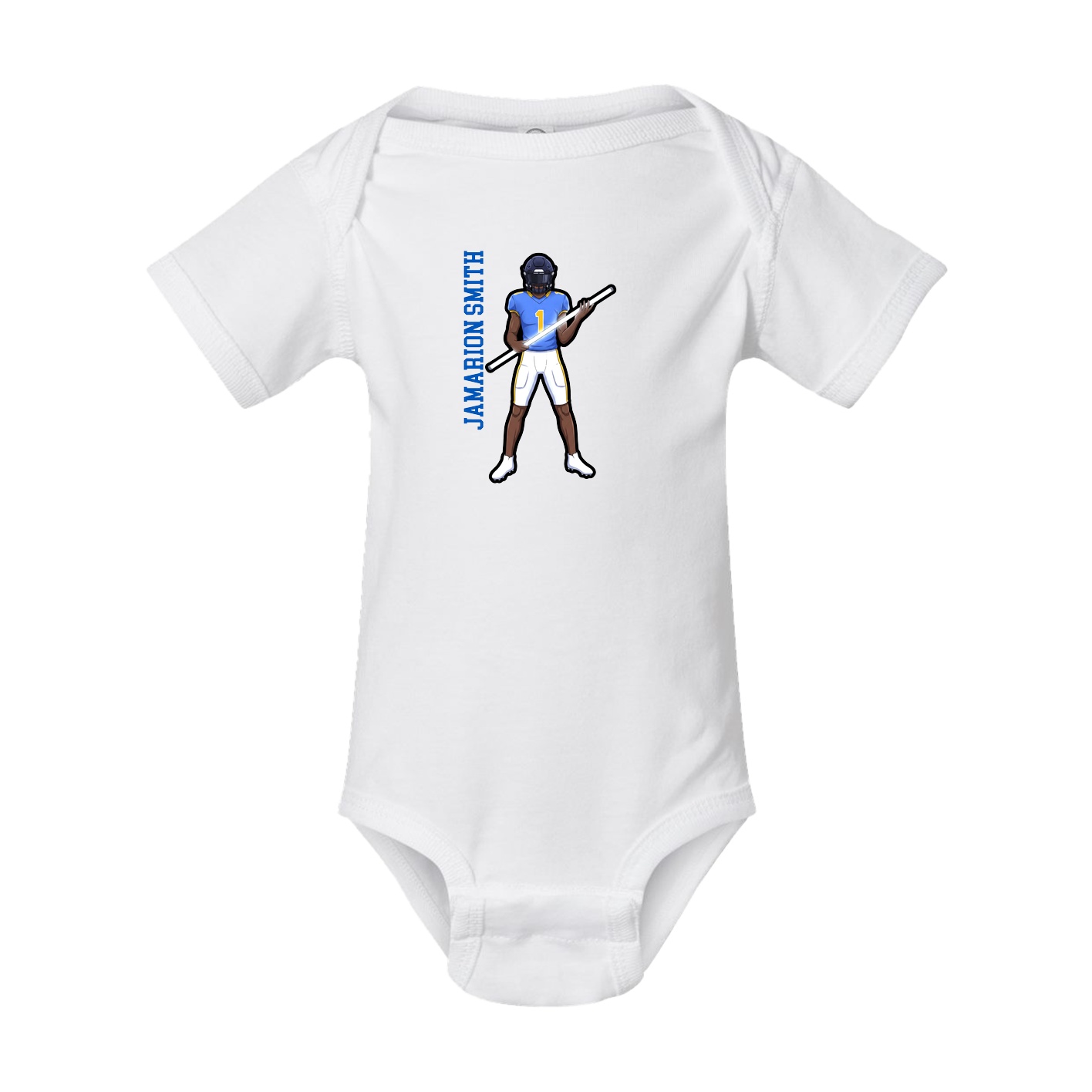 Baby Onesie — Name Vertical in White