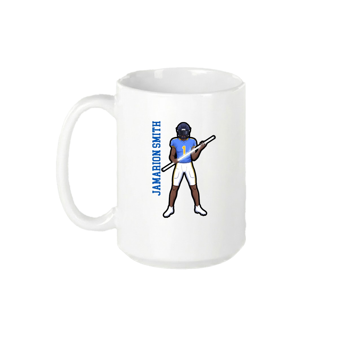15oz Coffee Mug — Name Vertical in White