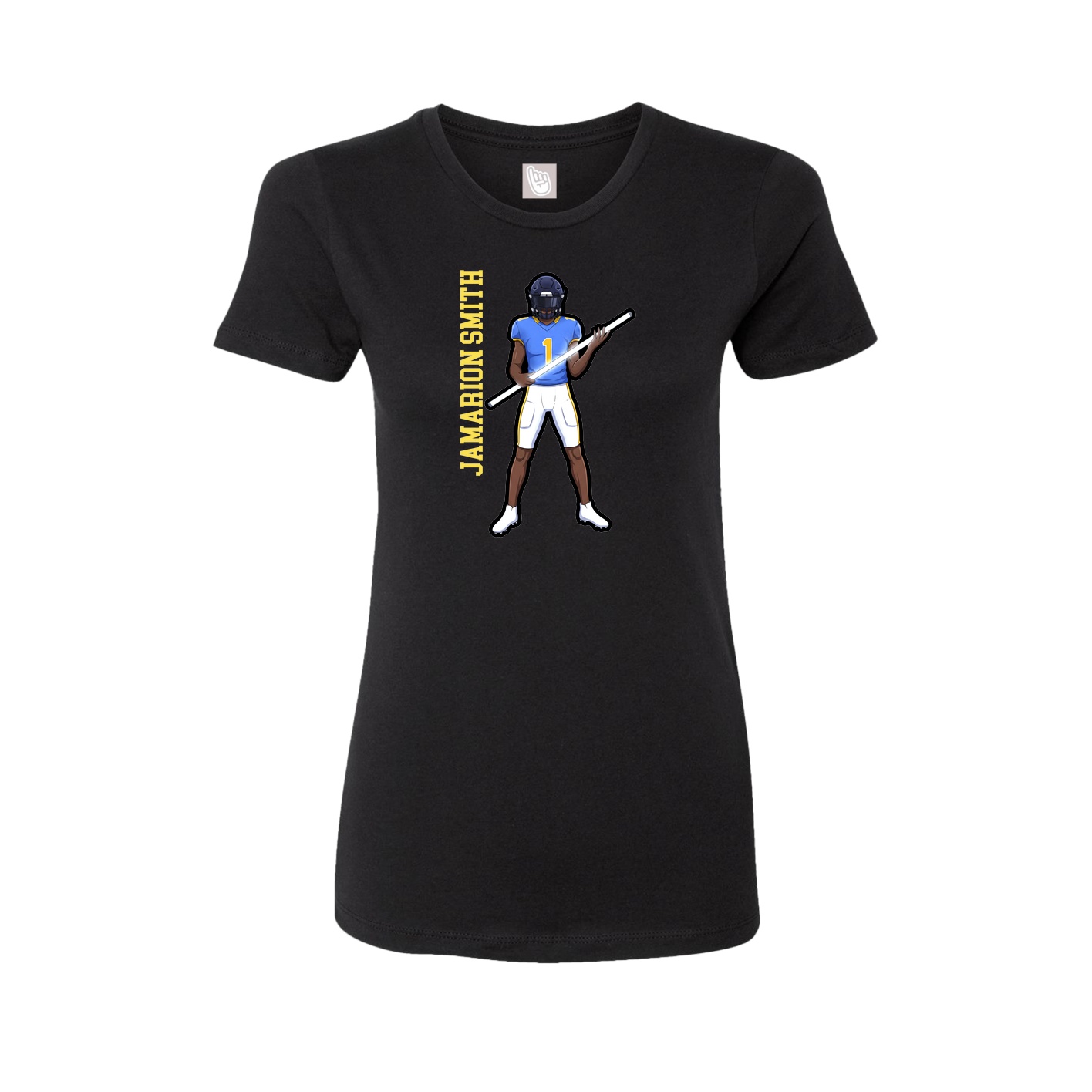 Womens Tee — Name Vertical in Black