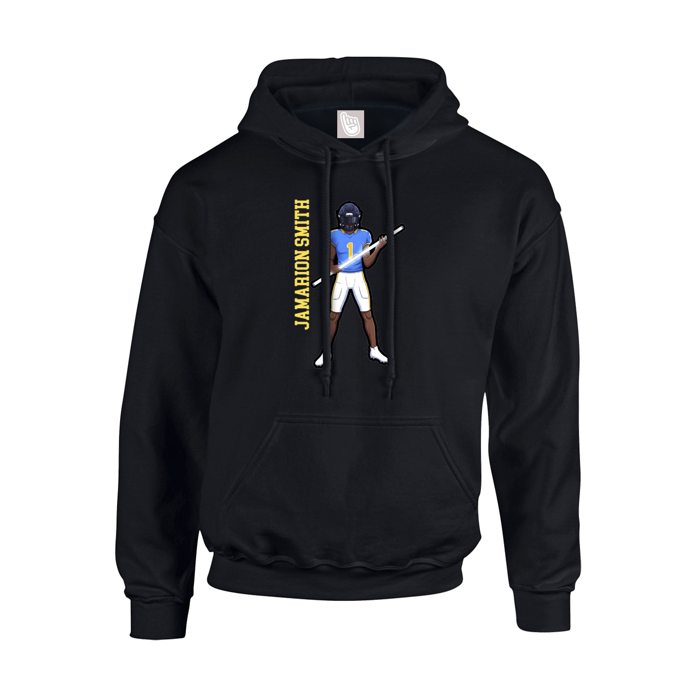 Youth Hoodie — Name Vertical in Black