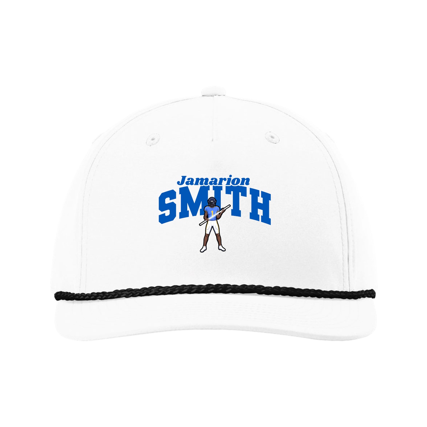 Five-Panel Classic Rope Cap — Signature Arch in White