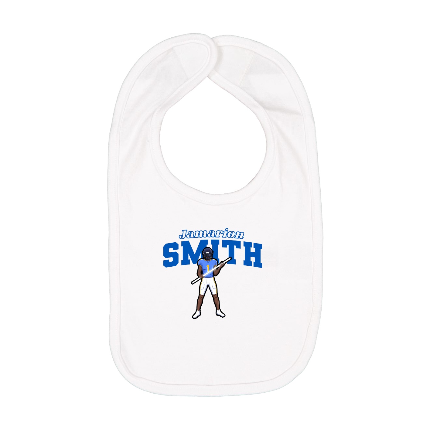 Infant Bib — Name Arch in White