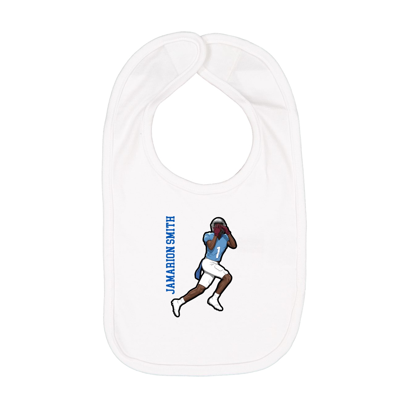 Infant Bib — Name Vertical in White