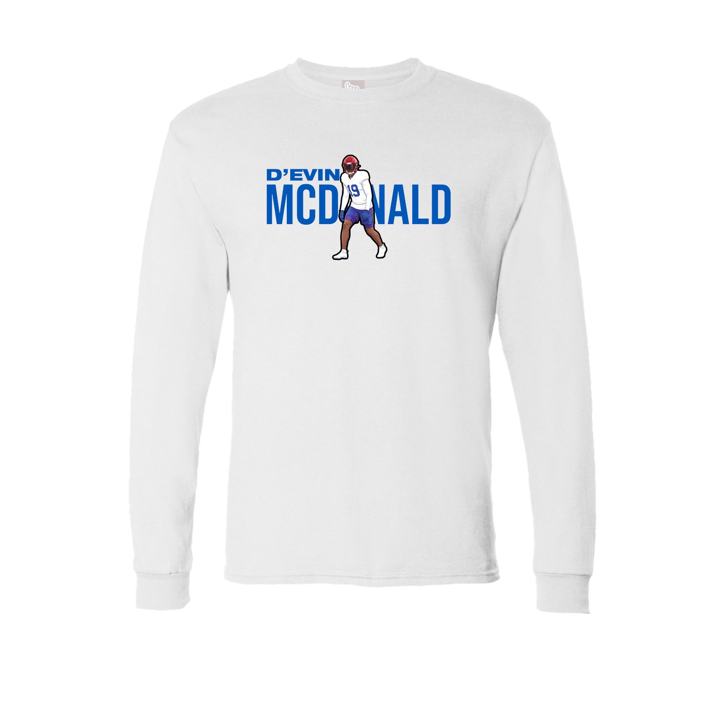Long Sleeve Tee — Player Name in White