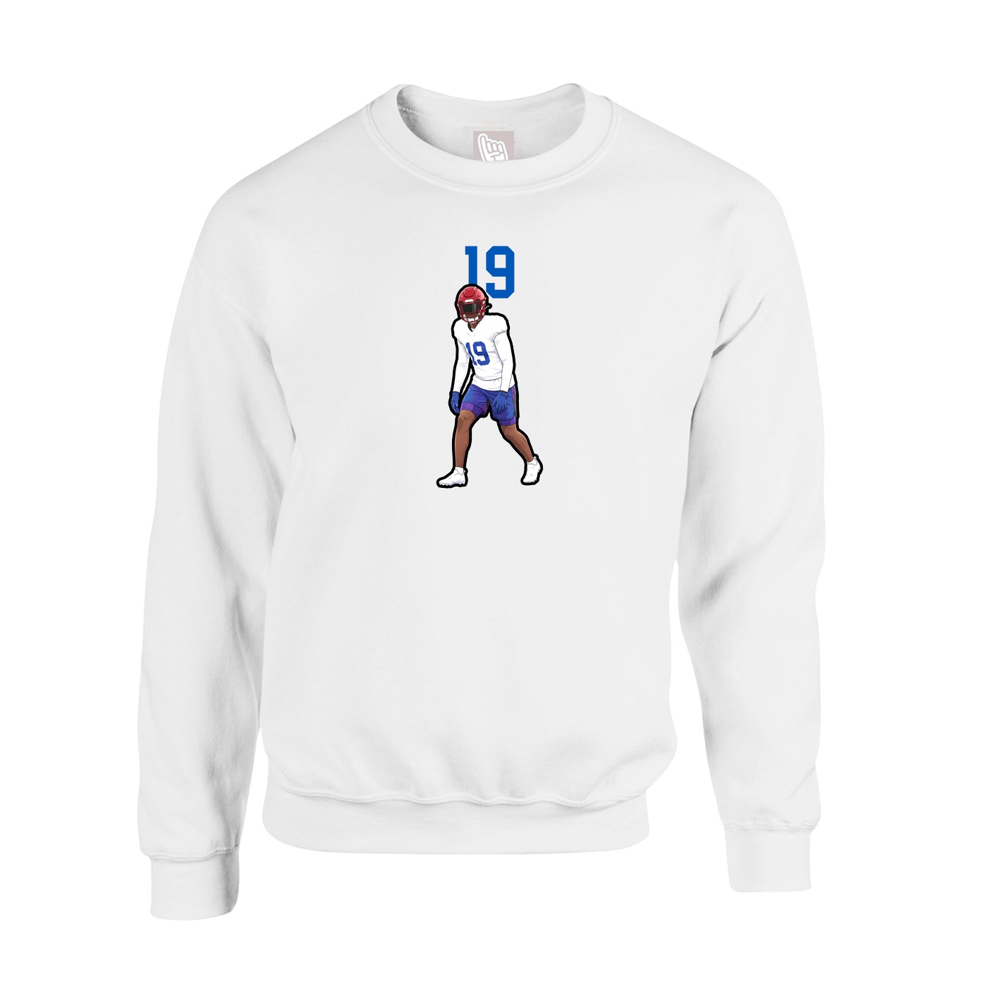 Fleece Crew — Number Top in White