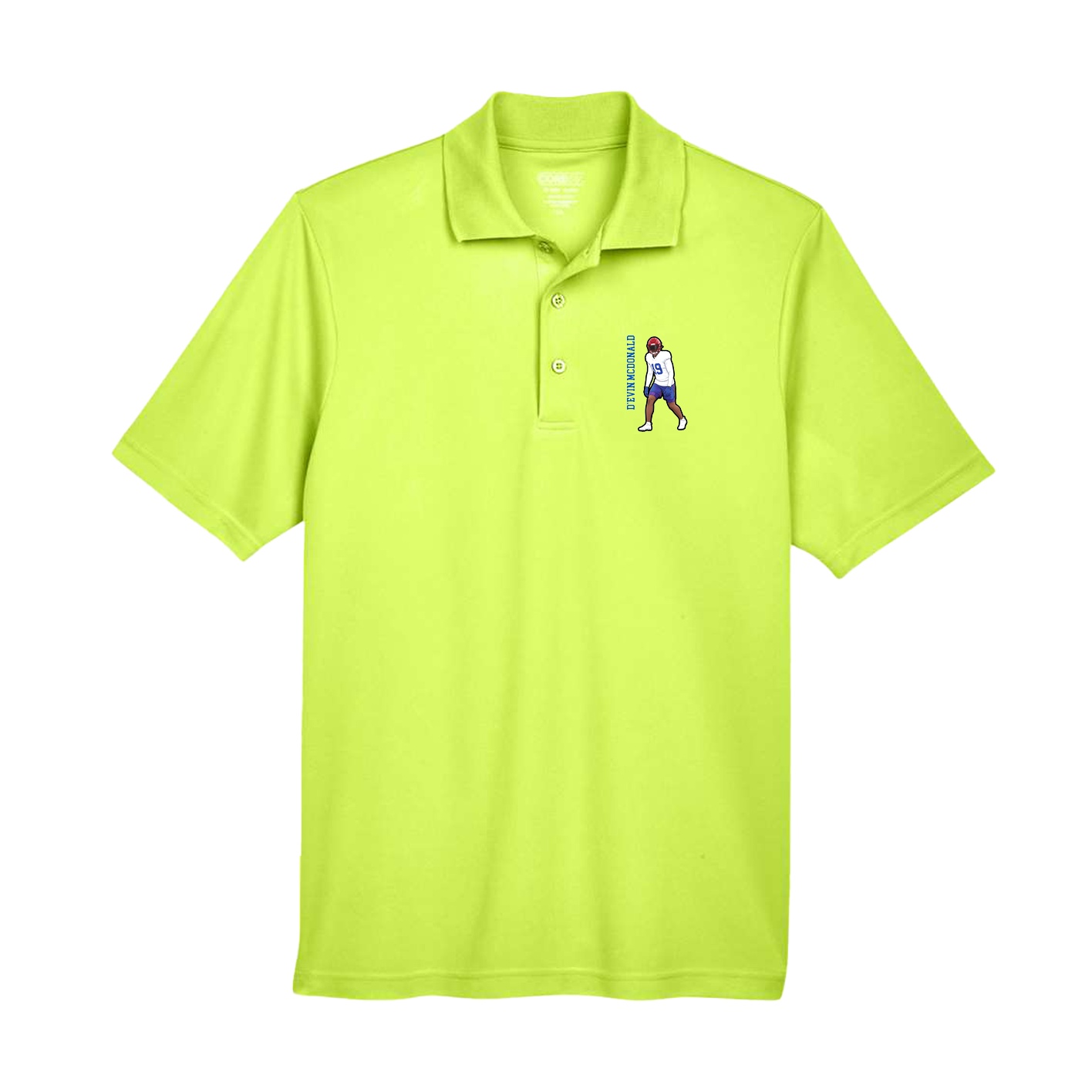 Performance Polo — Name Vertical in Yellow